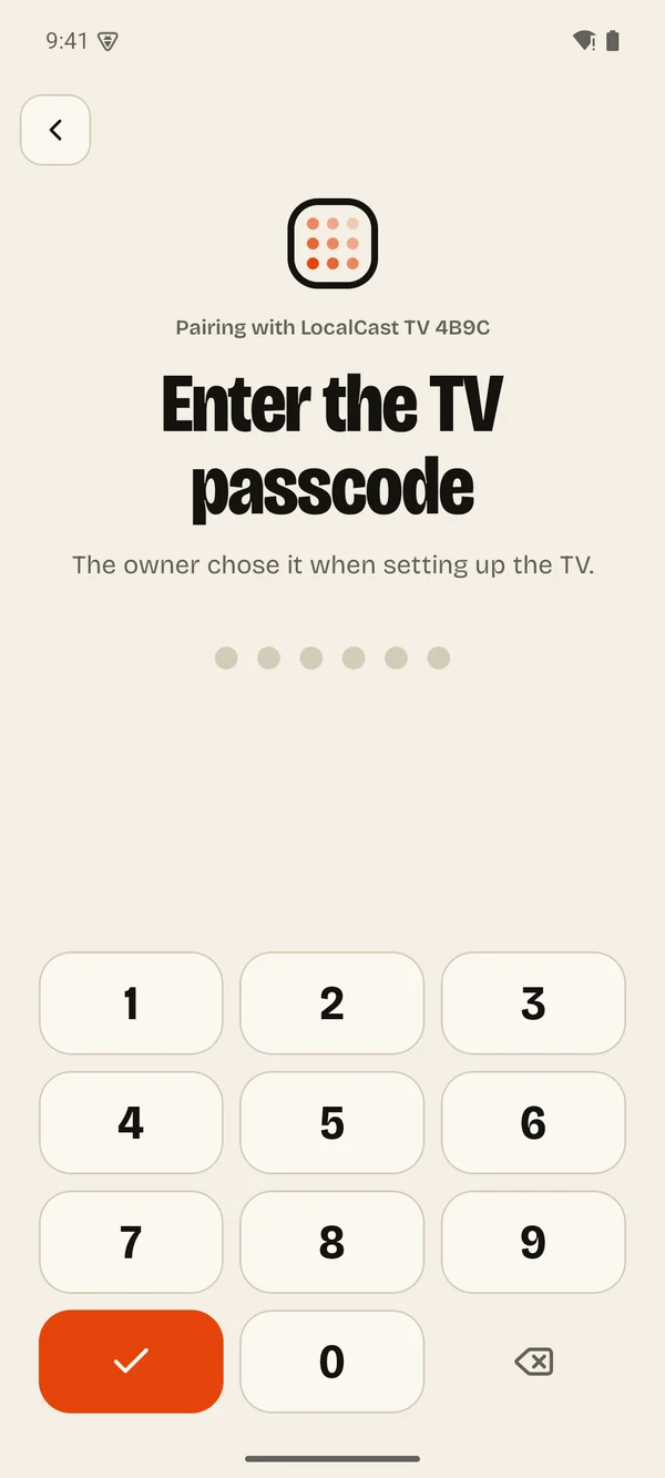 Entering the TV passcode