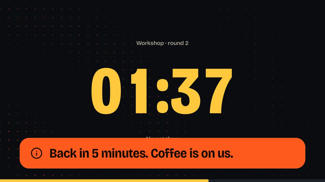 A countdown with an announcement banner