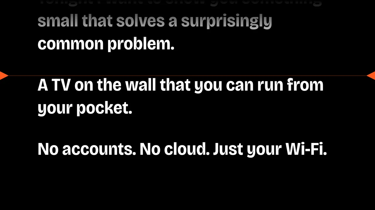 A teleprompter script with a reading line