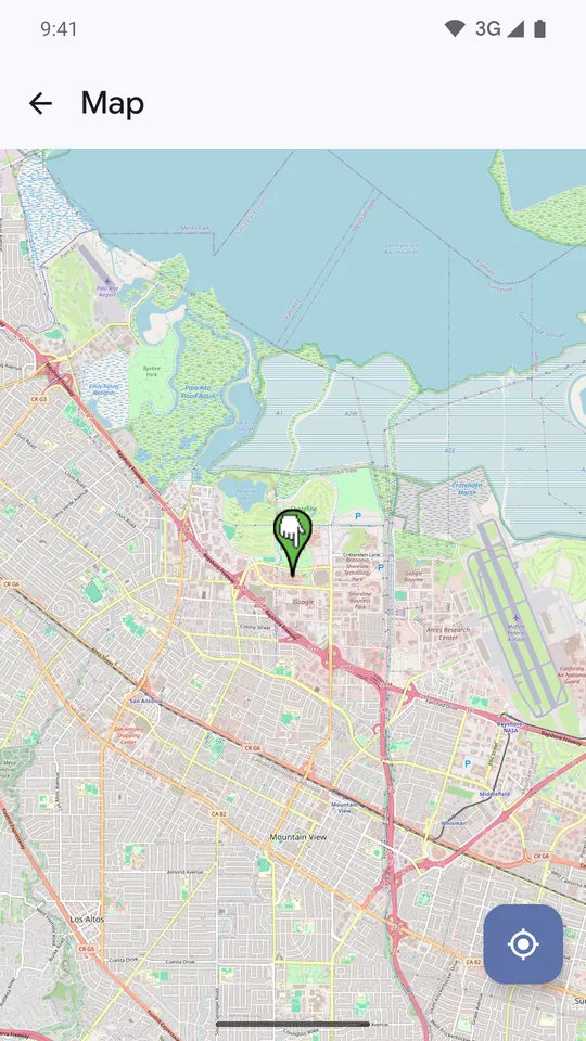 Map view with a pin marking where a note was recorded